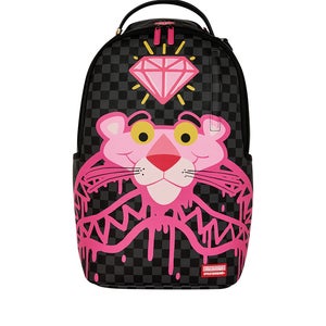 Sprayground Pink Panther Diamond Shark Backpack Unsiex Black Adjustable SPR233