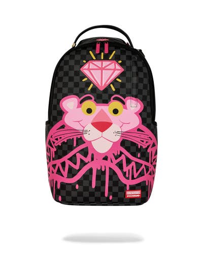 Sprayground Pink Panther Diamond Shark Backpack Unsiex Black Adjustable SPR233