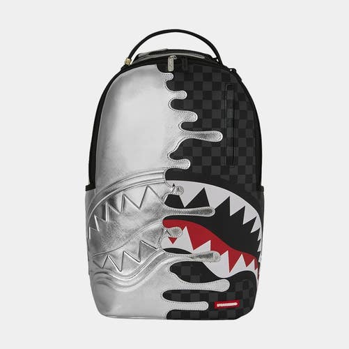 Sprayground Side Drip 910B8940NSZ Backpack Unsiex Silver Black Check Bag SPR235