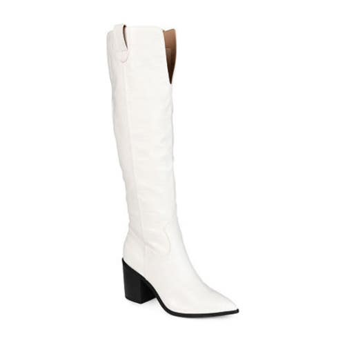 Journee Collection Therese Women's US 9.5 Bone Leather Knee-High Boots GAL225