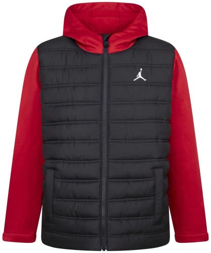 Jordan Hybrid Jacket Boys Large Black Red Hooded Long Sleeve Full Zip DSGL360
