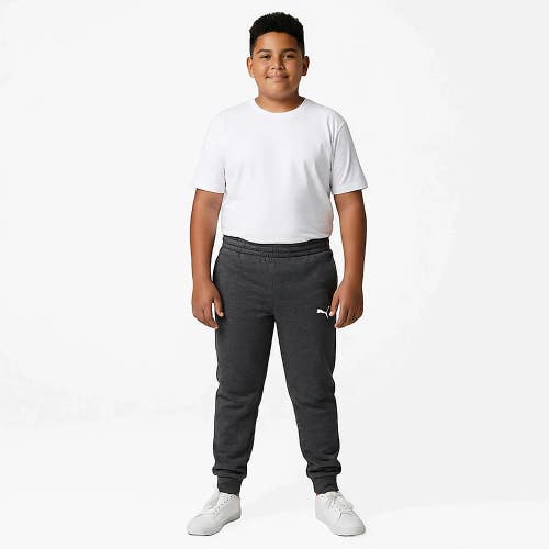 Puma Essentials Sweatpants Boys Medium Gray Fleece Tapered Leg Joggers DSGL425