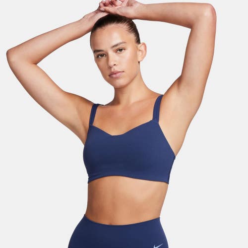 Nike Zenvy Sports Bra Women Large Navy Light-Support Padded Strappy Back DSGL319