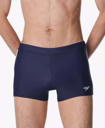 Speedo Shoreline Swim Trunks Mens Small Navy Stretch Square Leg Swimwear DSGL327