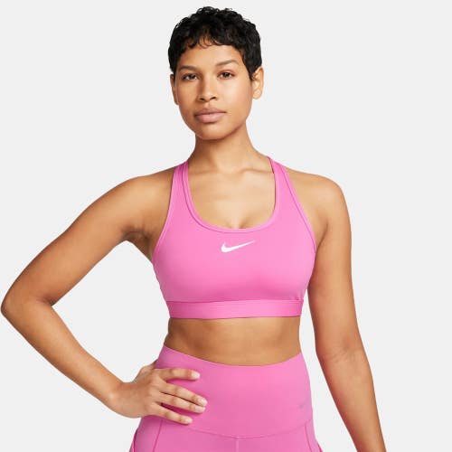 Nike Swoosh Sports Bra Women's XL Pink Padded Medium Support Racerback DSGL387