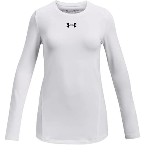 Under Armour ColdGear Base Layer Top Girls XL White Stretch Long Sleeve DSGL321