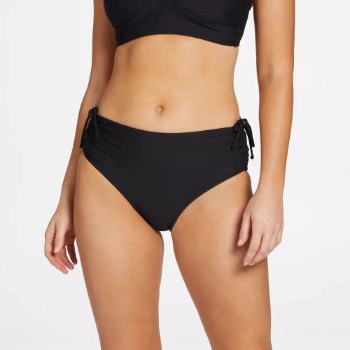 CALIA Bikini Bottom Women's 2XL Pure Black Side Ruched Beach Swimwear DSGL445