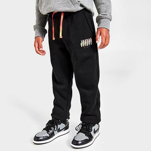 Jordan MJ MVP HBR Pants Kids M Black Fleece Drawstring Waist Tapered Leg DSGL420