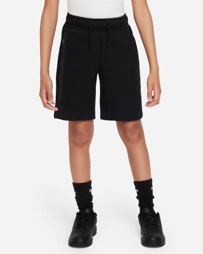 Nike Tech Fleece Shorts Boys L Black Cotton Blend Drawstring Performance DSGL402