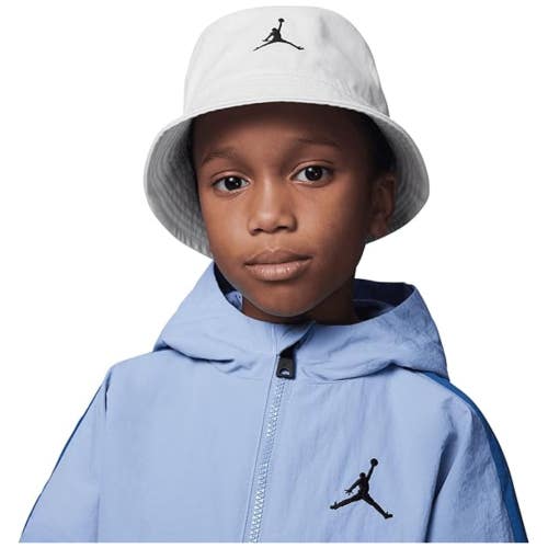 Jordan Bucket Hat Kids 8 White Jumpman Logo 100% Cotton Wide Brim Travel DSGL292