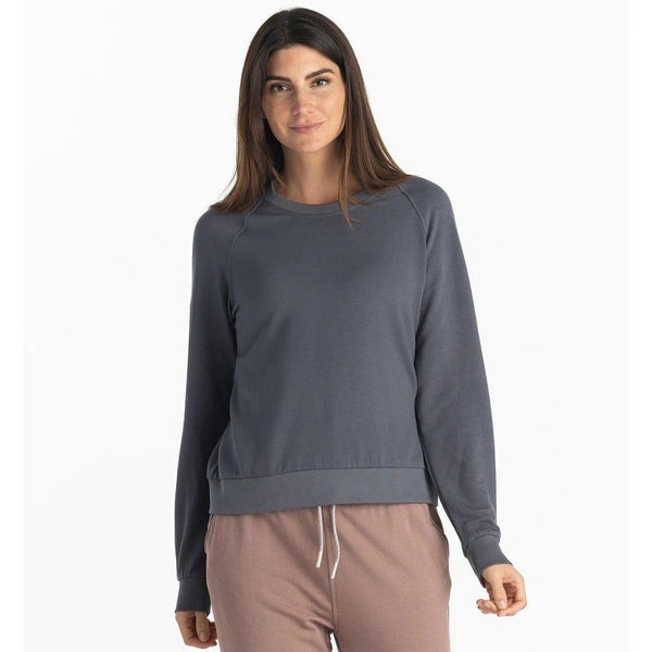Free Fly Bamboo Sweatshirt Women's Small Gray Fleece Lined Raglan Sleeve DSGL377