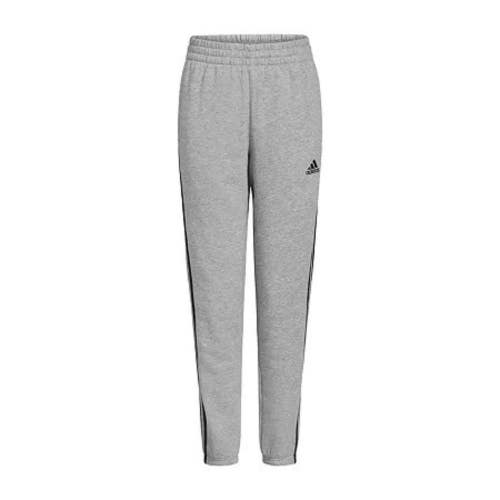 Adidas Joggers Boys S Heather Gray 3-Stripes Mid Rise Drawstring Waist DSGL433