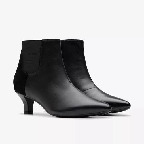 Clarks Kepley Erin Boots Womens 9.5 Black Leather Pointed Toe Ankle Bootie GAL74