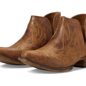 Roper Ava Boots Women's US 7.5 Brown Leather Embroidered Western Bootie RHS7859