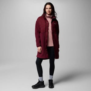 Columbia Cloud Point Long Jacket Women's XL Rich Wine Fleece Snap Button KFC744