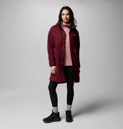 Columbia Cloud Point Long Jacket Women's XL Rich Wine Fleece Snap Button KFC744
