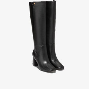Cole Haan Chrystie Women's US 9.5 M Black Leather Knee High Riding Boots RHS7883