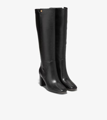 Cole Haan Chrystie Women's US 9.5 M Black Leather Knee High Riding Boots RHS7883