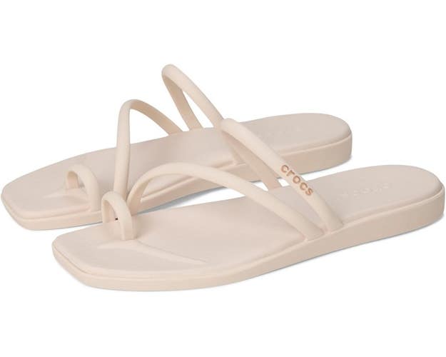 Crocs Miami 209862-0WW Sandals Women's US 6 Beige Toe Loop Slip On Thong KFC678