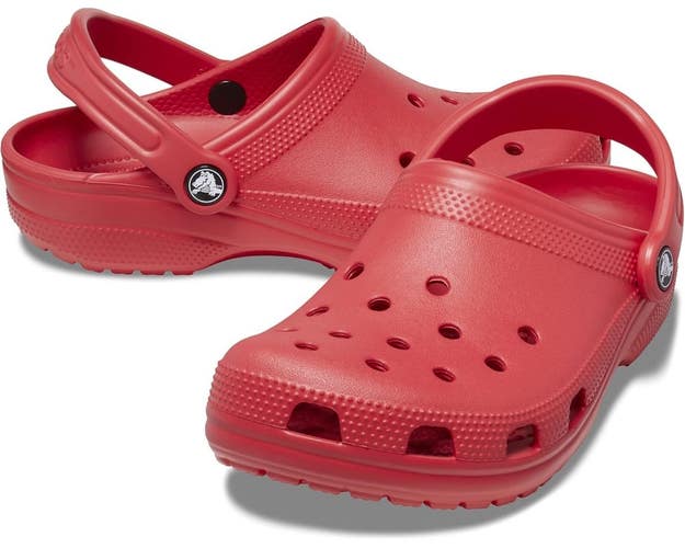 Crocs Classic 10001-6WC Clogs Men's Red Slip-On Heel Strap Comfort Shoes KFC741