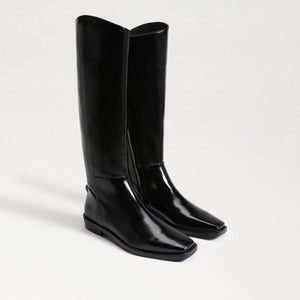 Sam Edelman Cesar Women's US 7 Black Leather Wide Calf Tall Riding Boots JZZ1240