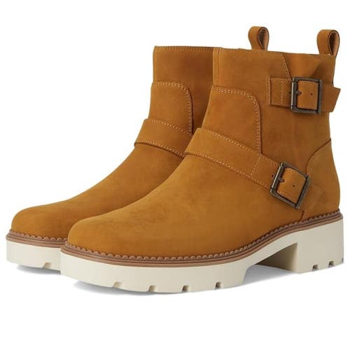 Vionic Folsom J0744L4202 Moto Boots Women's 10 Wheat Leather Block Heel RHS7868