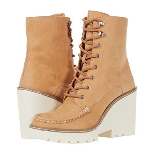 Cool Planet By Steve Madden Marsh Boots Women's US 7.5M Brown Wedge Heel JZZ1141