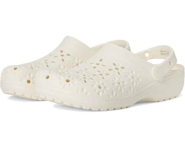 Crocs Classic Floral Cut-Out 210927-0WV Clogs Men's 4 Chalk Casual Shoes KFC733