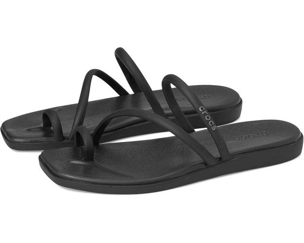 Crocs Miami 209862-001 Sandals Women's US 7 Black Slip On Toe Loop Thong KFC721