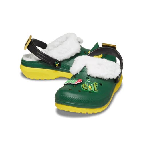 Crocs ELF Classic 209377-7C1 Clogs Kids 3 Green Round Toe Slip On Shoes KFC736