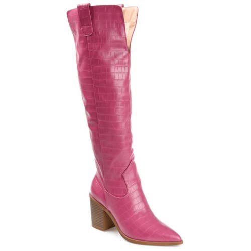 Journee Collection Therese Women's US 7.5 Pink Block Heel Knee-High Boot GAL227