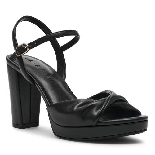 Anne Klein Valentine Sandals Women's US 6.5 Black Ankle Strap Block Heel GAL204