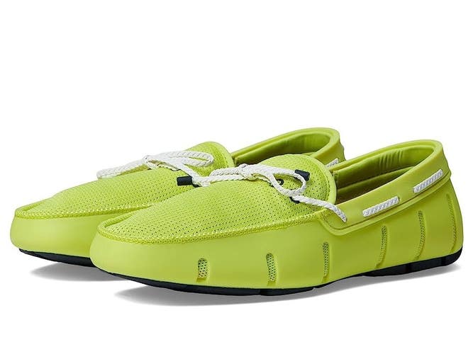 SWIMS Braided Lace Loafer Men's US 8.5 Citron Green Slip-On Comfort Shoes GAL93