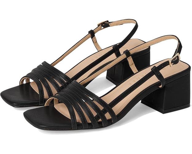 Journee Collection Shayana Sandal Women's US 9.5 Black Leather Square Toe GAL246