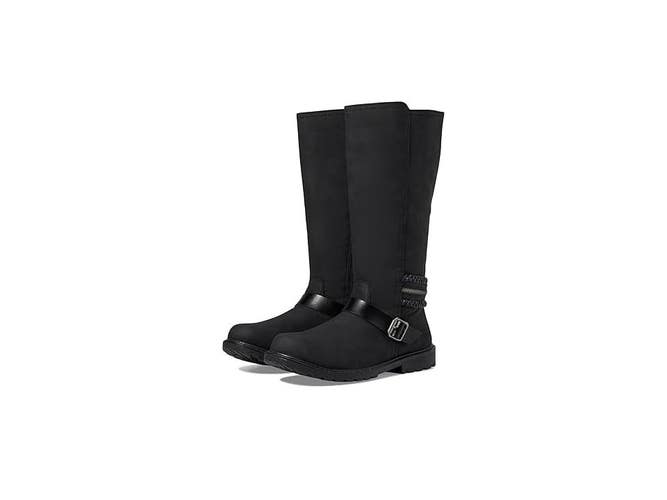 Blowfish Malibu Revel Boots Girls US 2 Black Braided Strap Knee High GAL312