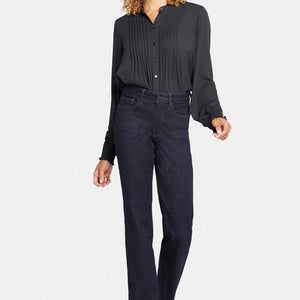 NYDJ Jeans Women 0 Navy Blue Denim Raw Hem Relaxed Fit Straight Leg Retro JDM310
