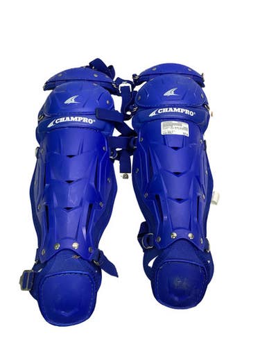 Used Champro RYL BLUE SHINGUARDS Catchers Leg Guards Royal Blue Adult 11347-S000265967