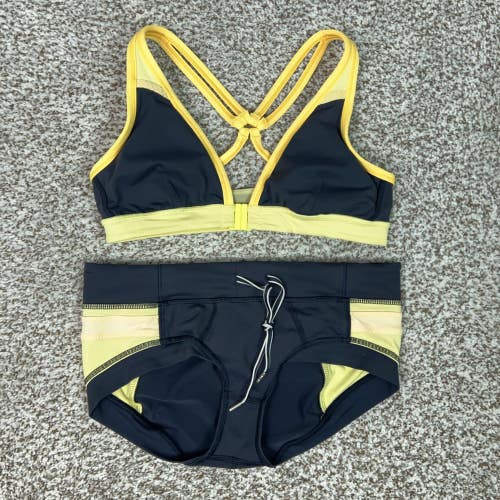 Lululemon Bikini Swim Set Womens 6 Blue Triangle Top Boy Shorts Beach Heat It Up