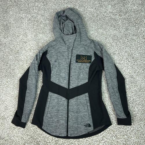North Face Jacket Womens Large Gray Hooded Full Zip Logo Pseudio Outdoors Hiking