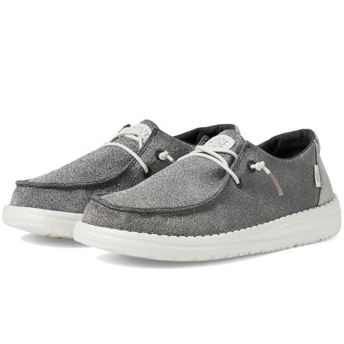 Hey Dude Wendy Metallic Sparkle 40830-025 Kids US 4Y Gray Comfort Shoes DAB222