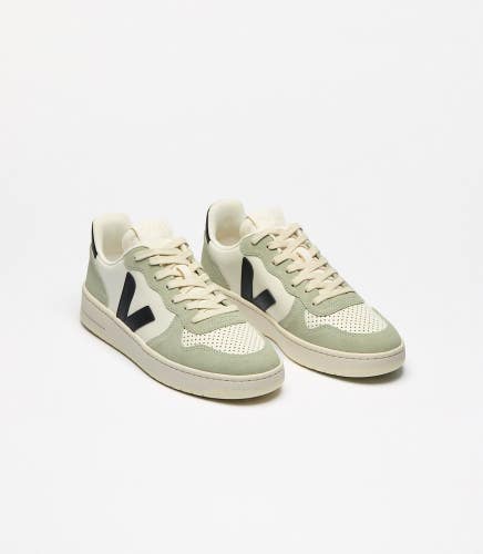 Veja V-10 VI0220500 Sneakers Mens US 10 Green Black Leather Casual Shoes TZP1106