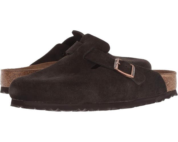 Birkenstock Boston Clogs Men's US 8/8.5 Mocha Suede Soft Footbed Shoes TZP1110