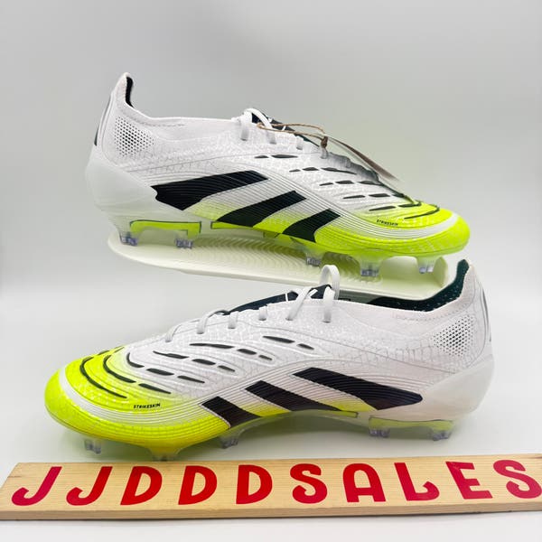 Adidas Predator Elite FG Soccer Cleats Men\'s Size 12 White Lucid Lemon JI1082 Adidas Predator Elite FG Soccer Cleats JI1082 White Lucid  main image 2