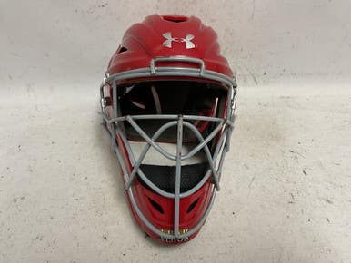 Used Under Armour UAHG2YVS-1 Catchers Helmet w/Mask Red One Size 11855-S000200891