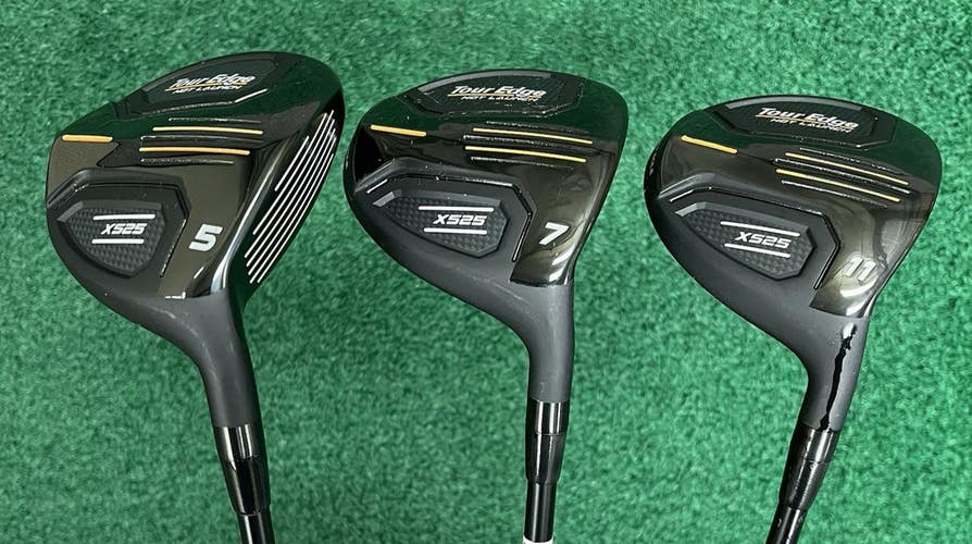 Tour Edge Hot Launch X525 Offset Wood Set 5-7-11 MRH Stiff Flex Graphite Shafts