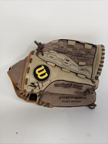 Wilson Monsta Web A440 Fast Pitch FP12 12” RHT Leather Baseball Glove Tan/Brown
