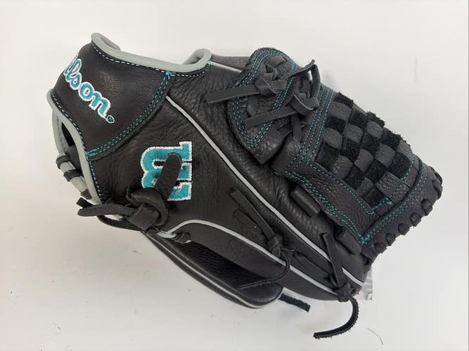 Wilson A500 Siren Fast pitch Softball Glove, 12", Black, RHT