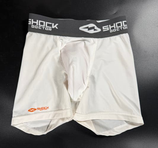 White Small Men's Shock Doctor 211 Compression Shorts