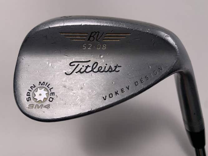 Titleist Vokey Spin Milled SM4 Chrome Wedge 52* 9 Bounce Wedge Steel Mens RH
