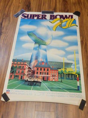Vintage Super Bowl XII NFL New Orleans Poster Dallas Cowboys vs. Denver Broncos